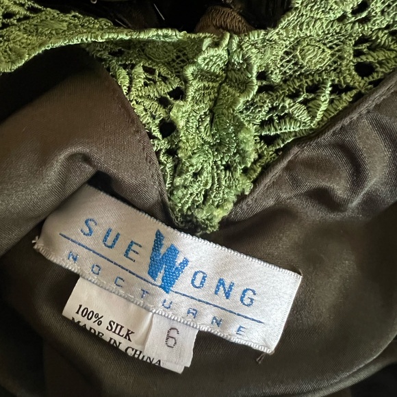 Sue Wong Elegant Olive Green Beaded Evening Gown - Picture 14 of 14